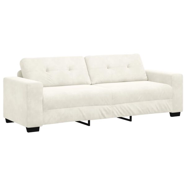 vidaXL | Sofa 3 places | avec coussin Crème Velours