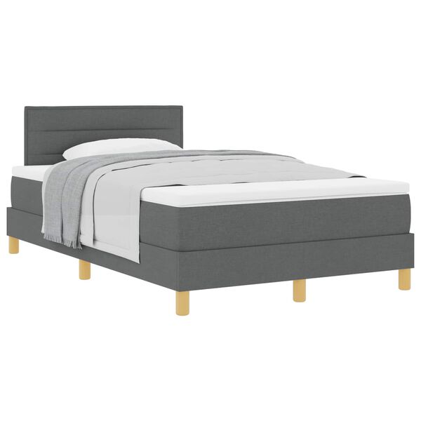 vidaXL Lit &agrave; ressorts avec matelas Gris fonc&eacute; 120 x 190 cm tissu