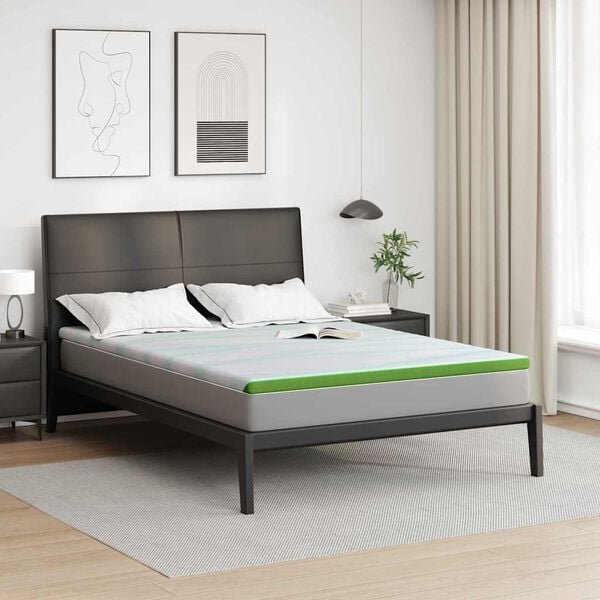 vidaXL Surmatelas Blanc et vert 180 x 200 x 6 cm Tissu Jacquard