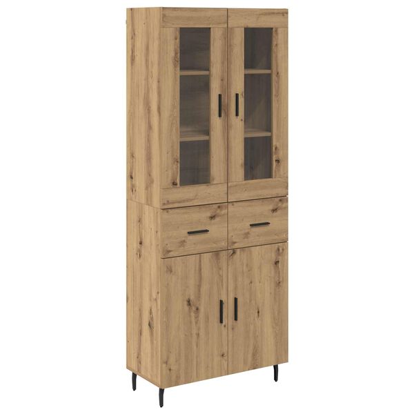 vidaXL Haut Armoire 2 pcs Ch&ecirc;ne artisanal Bois Agglom&eacute;r&eacute; et Verre
