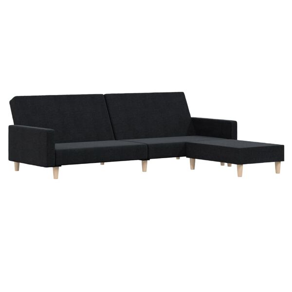 vidaXL Canap&eacute;-lit &agrave; 2 places avec repose-pied Noir Tissu