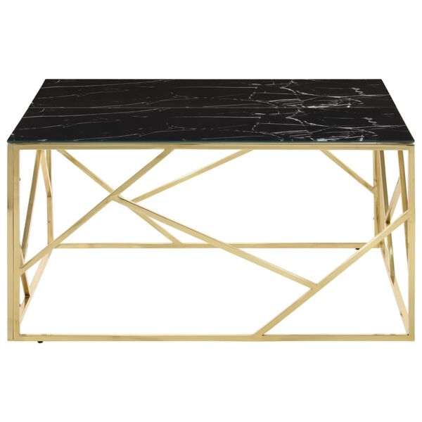 vidaXL Table basse dor&eacute; acier inoxydable et verre tremp&eacute;