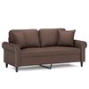 vidaXL Canap&eacute; 2 places oreillers et coussins Marron 140 cm Similicuir
