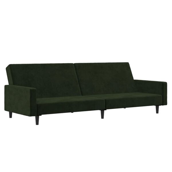 vidaXL Canap&eacute;-lit &agrave; 2 places Vert fonc&eacute; Velours