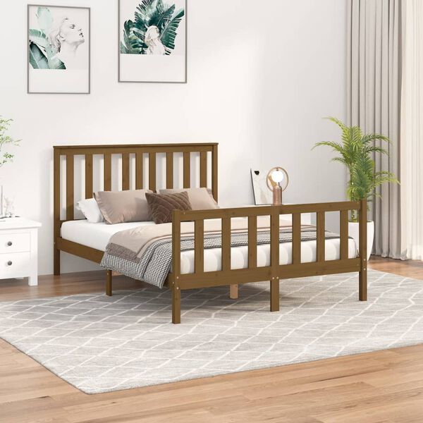 vidaXL Cadre de lit sans matelas marron miel 120x200 cm pin massif