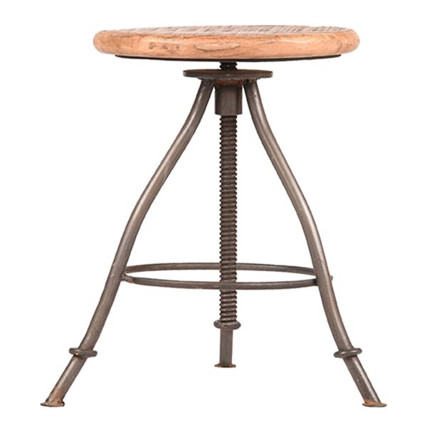 LABEL51 Tabouret Jaipur 35x35x46-75 cm Bois/Acier br&ucirc;l&eacute;