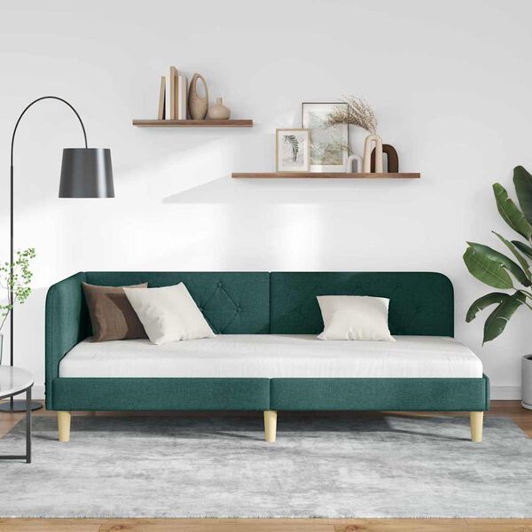 vidaXL Cadre de lit d'angle Vert fonc&eacute; 80 x 200 cm tissu