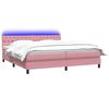 vidaXL Sommier &agrave; lattes de lit avec matelas et LED rose 180x220 cm velours