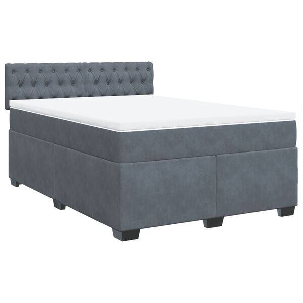 vidaXL Sommier &agrave; lattes de lit et matelas Gris fonc&eacute; 140x200cm Velours