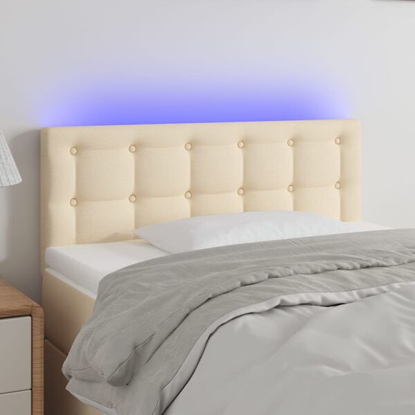 vidaXL T&ecirc;te de lit &agrave; LED Cr&egrave;me 100x5x78/88 cm Tissu