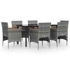 vidaXL Ensemble &agrave; manger de jardin coussins 7pcs Gris et noir