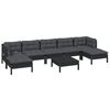 vidaXL Salon de jardin 8 pcs avec coussins Noir Bois de pin