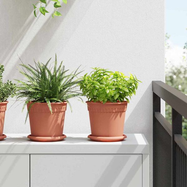 vidaXL Pot &agrave; fleurs rond 24 pcs Rouge brique &Oslash; 17 x 14 cm Plastique