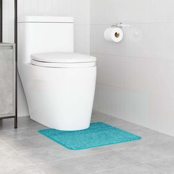 vidaXL Tapis de bain antid&eacute;rapant avec d&eacute;coupe pour toilette Turquoise