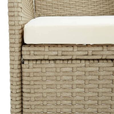 vidaXL Ensemble à manger de jardin et coussins 3 pcs Poly rotin Beige