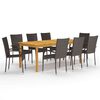 vidaXL Ensemble &agrave; manger de jardin 9 pcs Marron