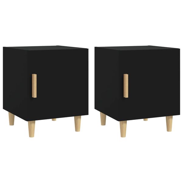 vidaXL Tables de chevet 2 pcs Noir Bois d'ingénierie