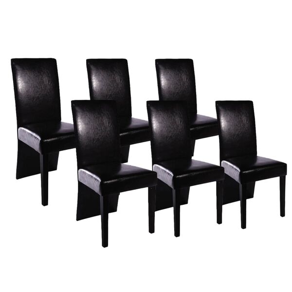 vidaXL Chaises &agrave; manger lot de 6 noir similicuir