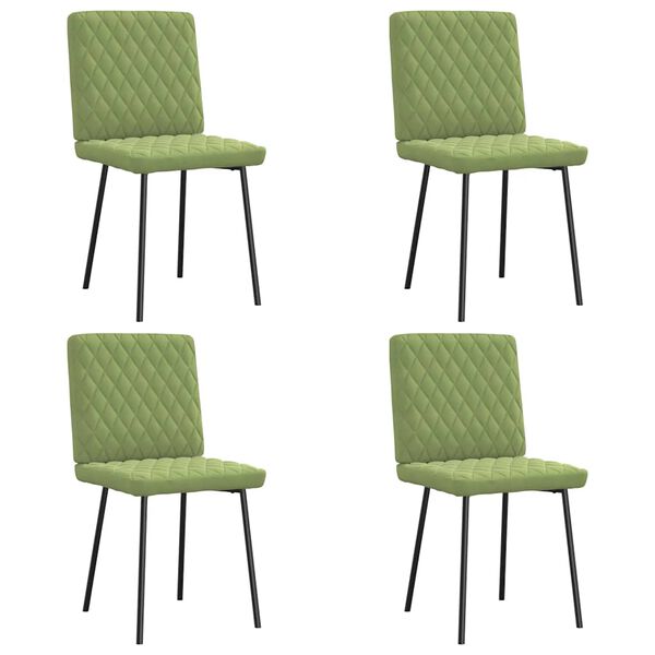 vidaXL Chaises &agrave; manger lot de 4 vert clair velours