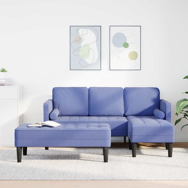vidaXL Ensemble de Canap&eacute;s avec coussin 2 pcs Bleu denim Polyester