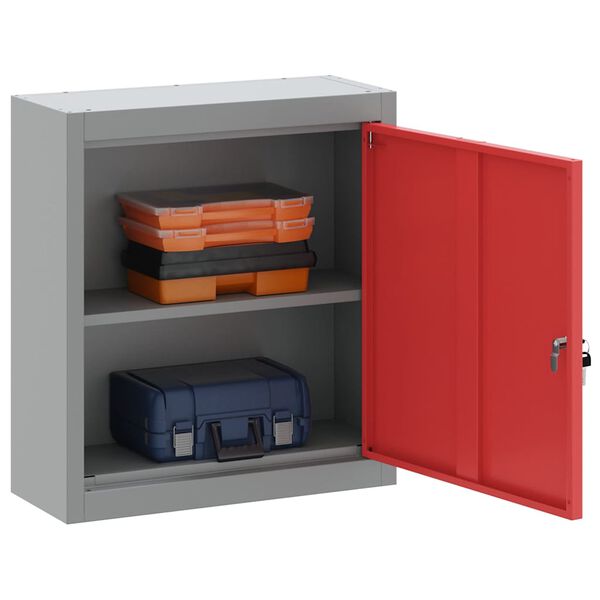 vidaXL Armoire &agrave; outils avec &eacute;tag&egrave;re Rouge et Gris 50 x 20 x 55 cm