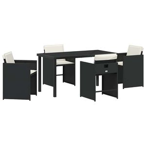 vidaXL Ensemble de salle &agrave; manger pour jardin 5 pcs Noir polyrotin