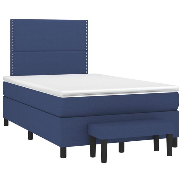 vidaXL Sommier &agrave; lattes de lit avec matelas Bleu 120x200 cm Tissu