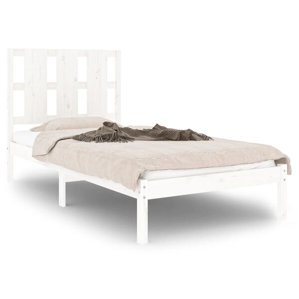 vidaXL Cadre de lit sans matelas blanc 75x190 cm bois massif