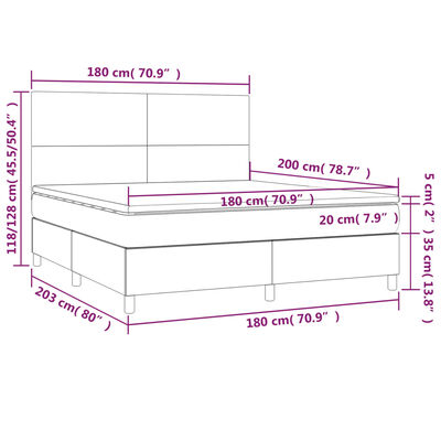 vidaXL Sommier à lattes de lit et matelas Gris clair 180x200cm Velours