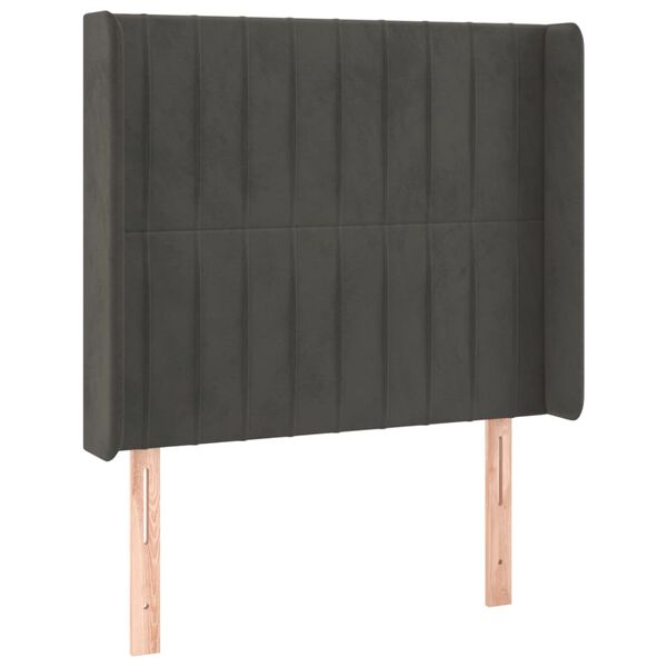 vidaXL T&ecirc;te de lit avec oreilles Gris fonc&eacute; 83x16x118/128 cm Velours
