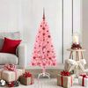 vidaXL Sapin de Noël avec 150 LED avec support Rose 120 cm PVC