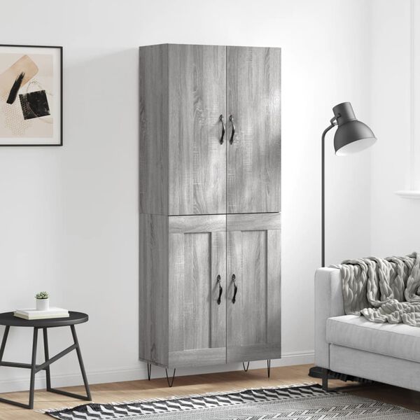 vidaXL Buffet haut Sonoma gris 69,5x34x180 cm Bois d'ing&eacute;nierie