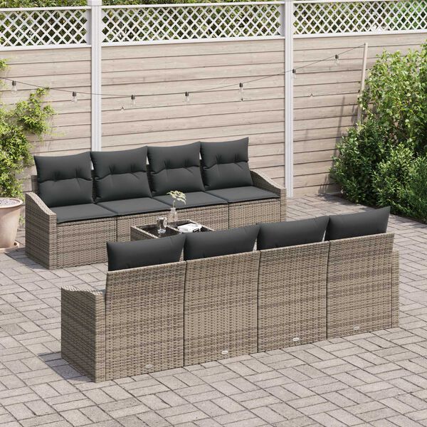 vidaXL Ensemble de Canap&eacute;s avec coussin 7 pcs Gris polyrotin