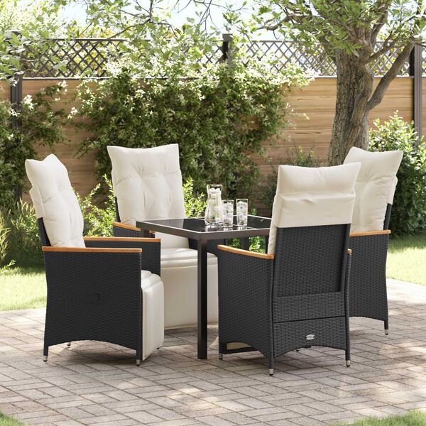 vidaXL Ensemble de salle &agrave; manger pour jardin 5 pcs Noir polyrotin
