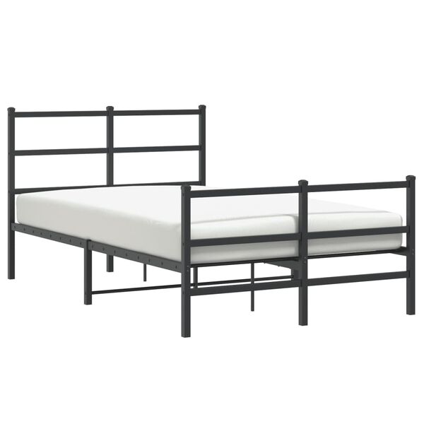 vidaXL Cadre de lit métal sans matelas avec pied de lit noir 120x200cm
