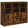 vidaXL Buffets avec lumi&egrave;res LED 3 pcs ch&ecirc;ne fum&eacute; bois d'ing&eacute;nierie