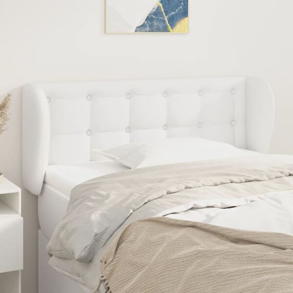vidaXL T&ecirc;te de lit avec oreilles Blanc 103x23x78/88 cm Similicuir