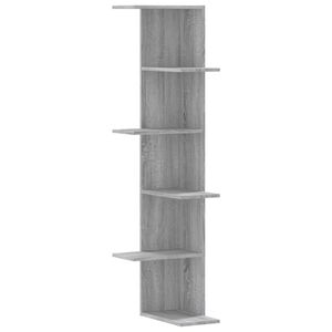 vidaXL &Eacute;tag&egrave;re d'angle murale sonoma gris bois d'ing&eacute;nierie