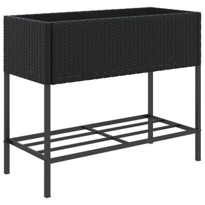 vidaXL Jardini&egrave;re avec &eacute;tag&egrave;re noir r&eacute;sine tress&eacute;e
