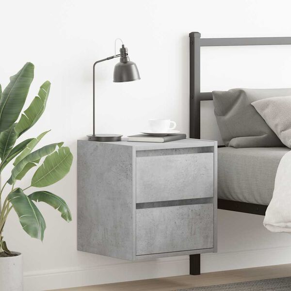 vidaXL Table de chevet murale gris b&eacute;ton 38x34x40 cm
