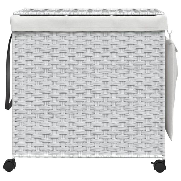 vidaXL Panier à linge avec roulettes blanc 60x35x60,5cm résine tressée