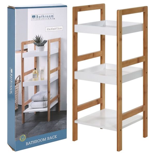 Bathroom Solutions Support de rangement et 3 &eacute;tag&egrave;res MDF et bambou