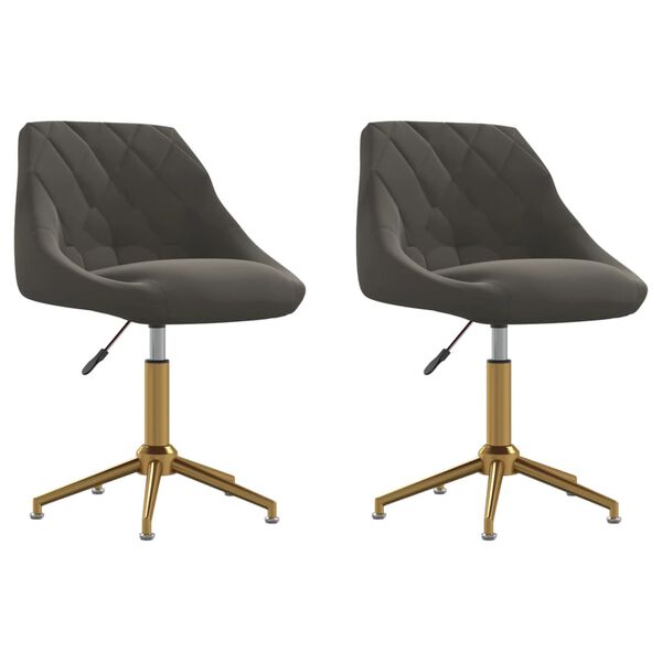 vidaXL Chaises pivotantes &agrave; manger lot de 2 gris fonc&eacute; velours