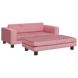 vidaXL Canap&eacute; avec repose-pied pour enfants rose 100x50x30 cm velours