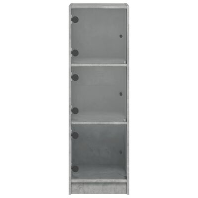vidaXL Buffet avec portes en verre gris béton 35x37x109 cm