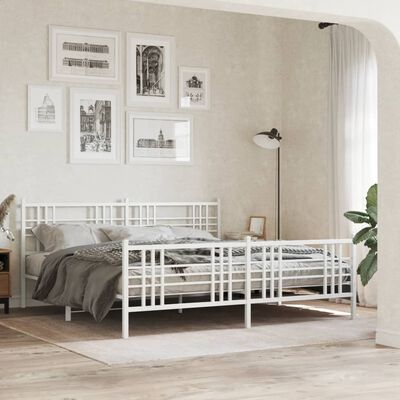 vidaXL Cadre de lit métal sans matelas et pied de lit blanc 180x200 cm