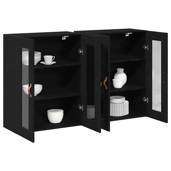 vidaXL Cabinets muraux 2 pcs Ch&ecirc;ne noir 69,5 x 34 x 90 cm