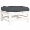vidaXL Salon de jardin 6 pcs avec coussins blanc bois massif