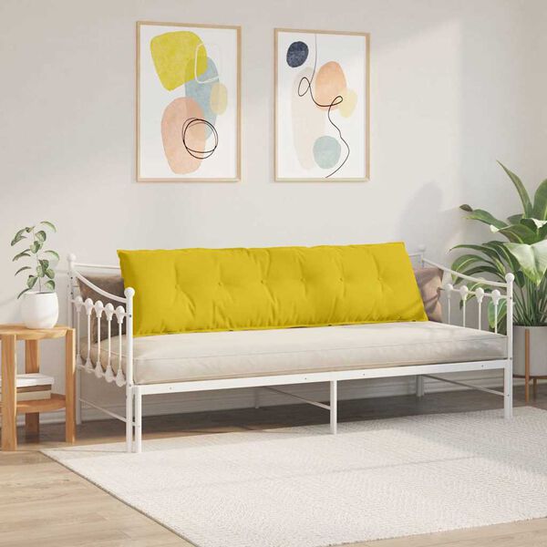 vidaXL Coussin de Dos Jaune 180 x 50 cm Tissu en velours c&ocirc;tel&eacute;
