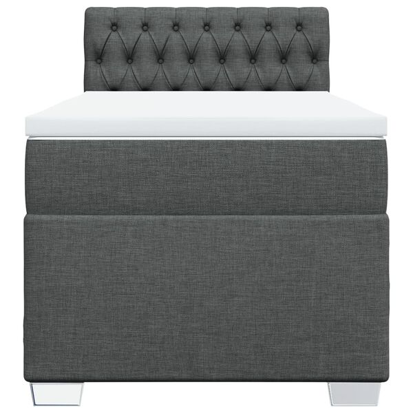 vidaXL Sommier &agrave; lattes de lit et matelas Gris fonc&eacute; 90x190 cm Tissu